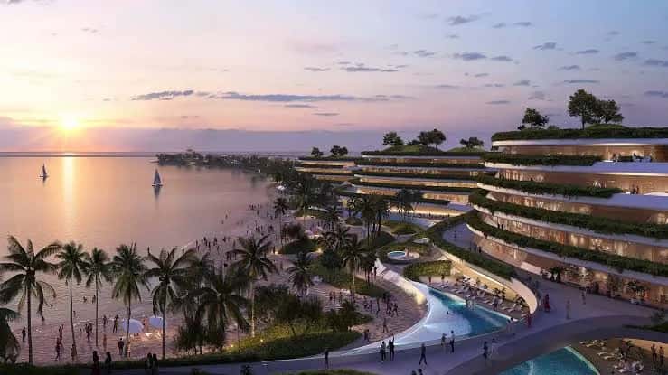 Beachfront villa exterior on Frond C of Palm Jebel Ali by Nakheel