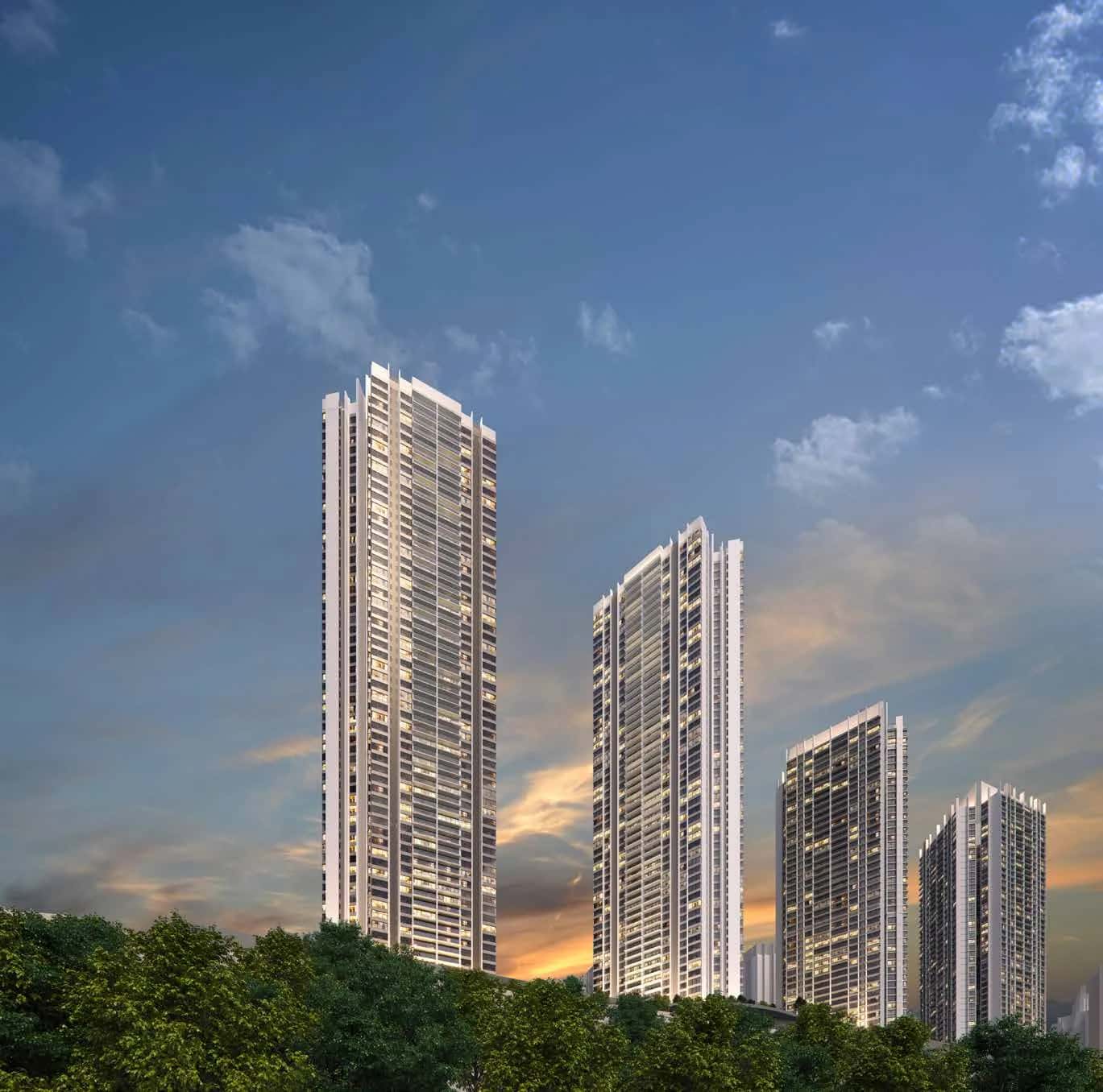 The Elysian residential tower exterior in Jumeirah Garden City, Dubai, off-plan apartments handover 2027