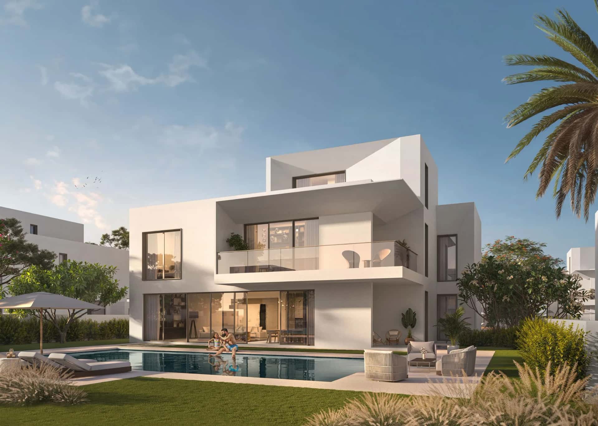 Four-bedroom villa exterior at Palmiera 3, The Oasis, Dubai