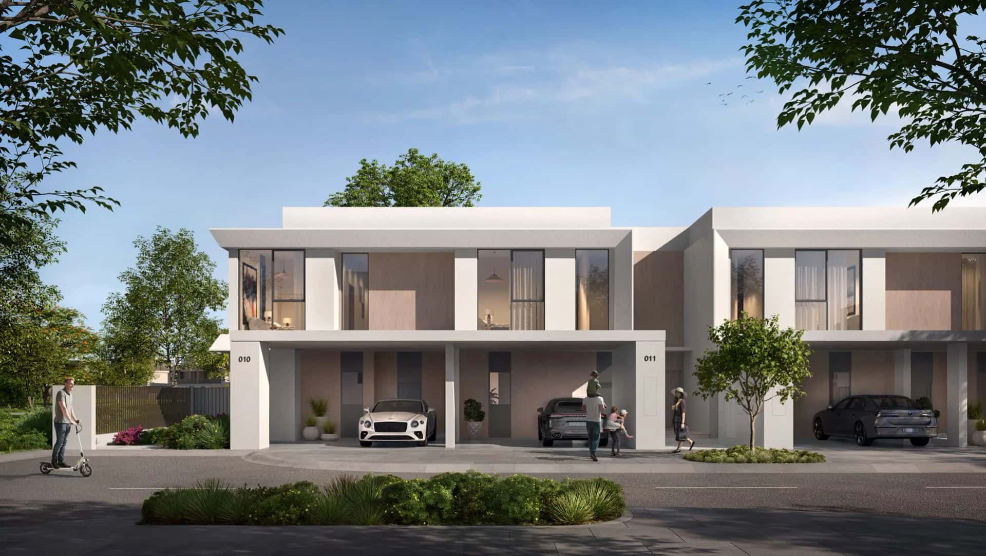 Emaar The Valley Venera 4-bedroom townhouse exterior with landscaped garden and open terrace, Dubai