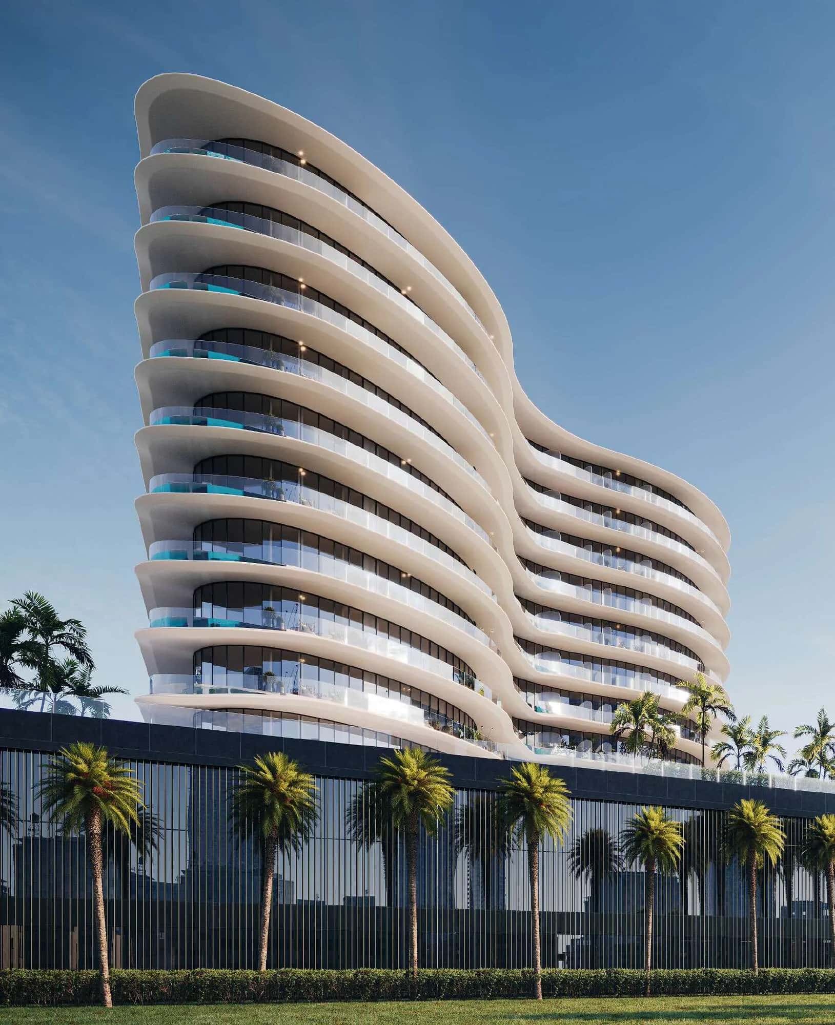 Trussardi Residences 2 twin towers exterior in Discovery Gardens, Dubai