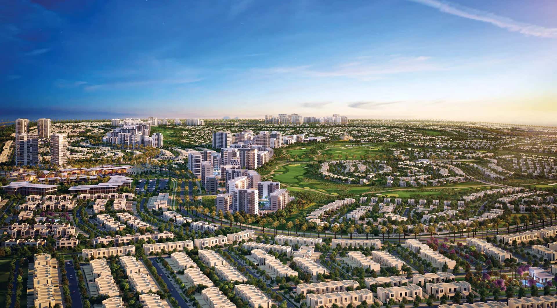 Urbana II stacked townhouse blocks in the Emaar South community near Dubai South