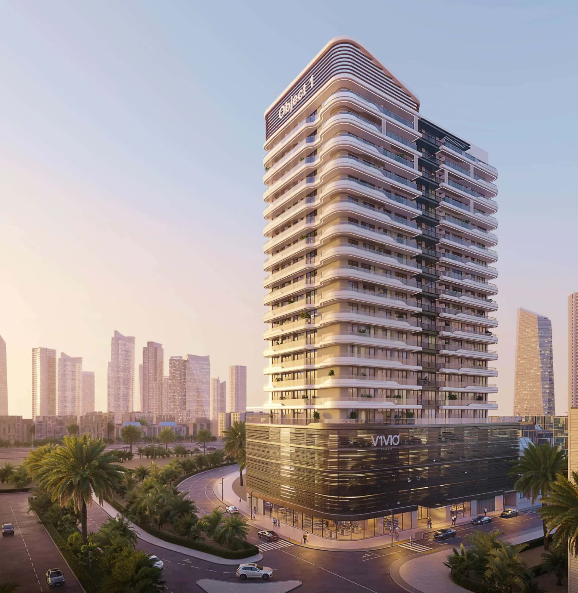 V1vid Tower exterior render in Jumeirah Village Triangle, Dubai