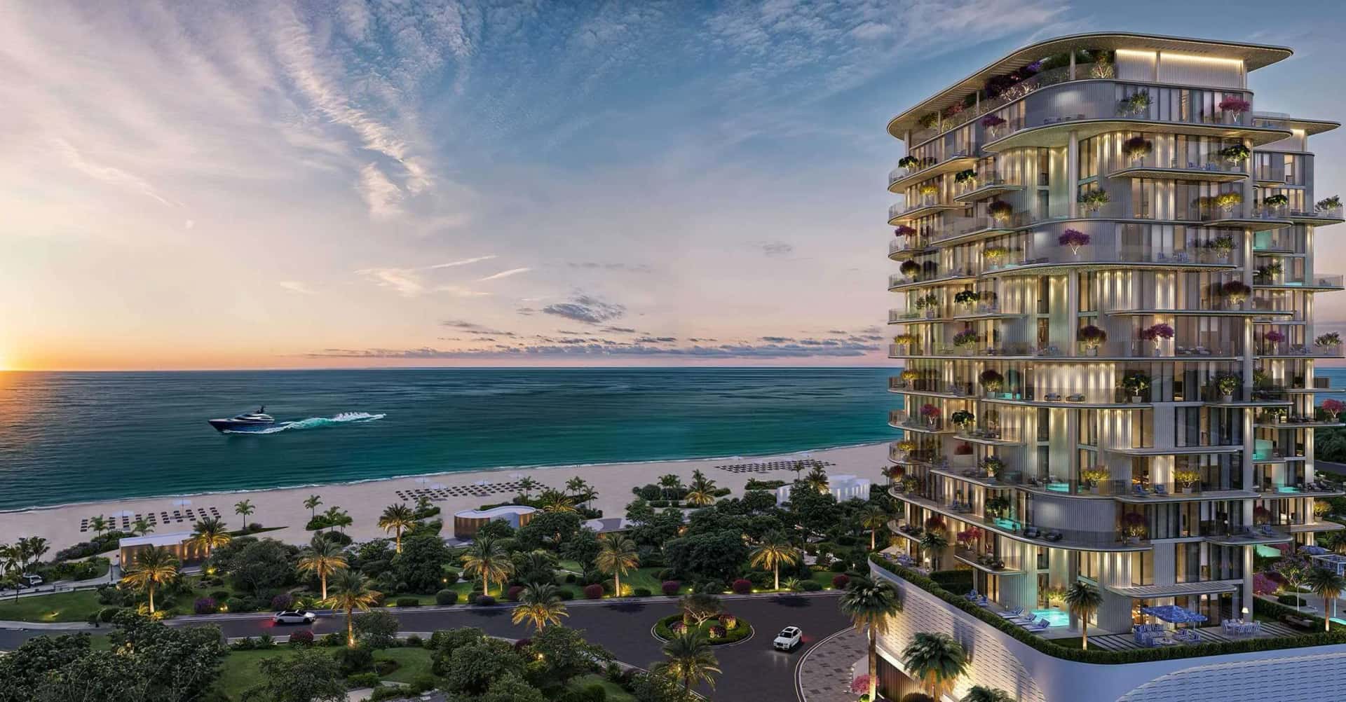 Villa Del Brunello Residences exterior rendering, Palm Deira off-plan residential building by Nakheel