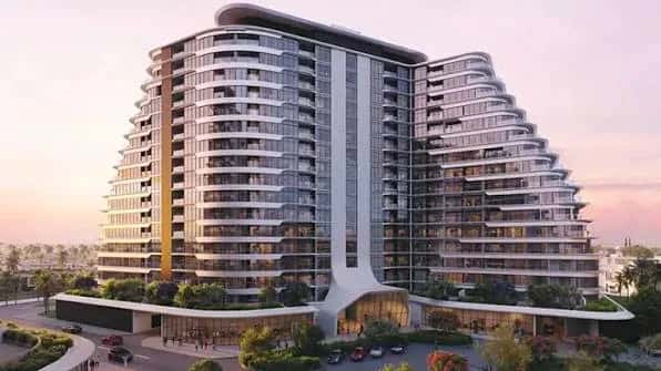 Waada Cascada 1 residential tower rendering within the Waada masterplan in Dubai South