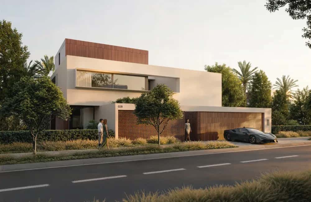 Aerial render of Chevalia Estate five-bedroom villas overlooking polo fields at Grand Polo Club and Resort Dubai