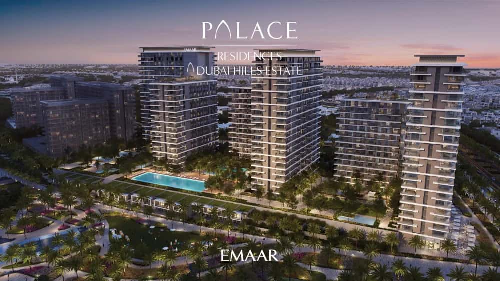 Palace Residences Hillside A tower facade and podium deck in Dubai Hills Estate, Dubai