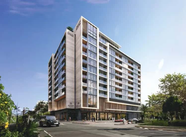 171 Garden Heights residential tower in Jumeirah Garden City, Dubai, with infinity pool deck and furnished apartments