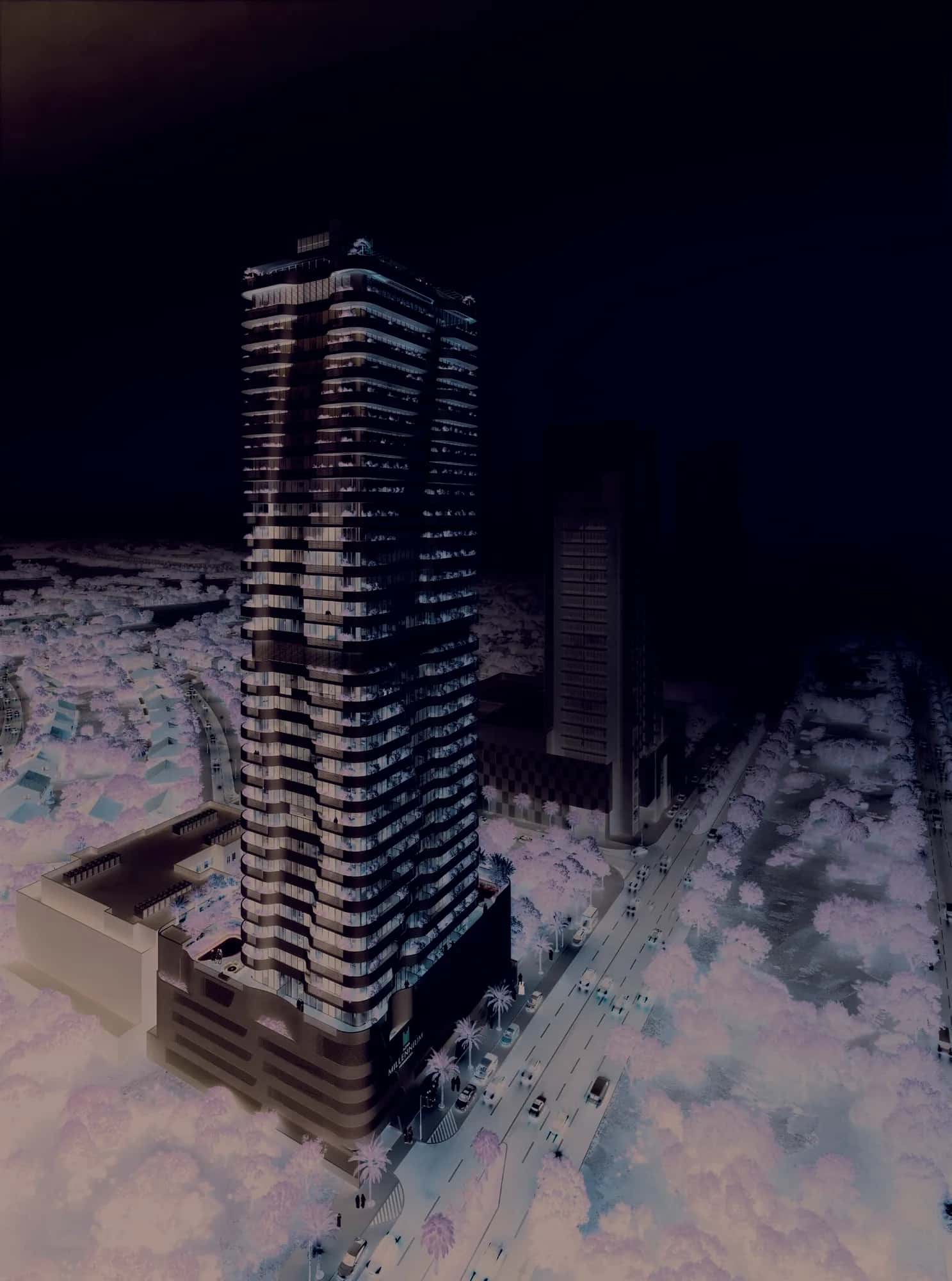Azha Millennium Residences tower exterior in Jumeirah Village Triangle, Dubai