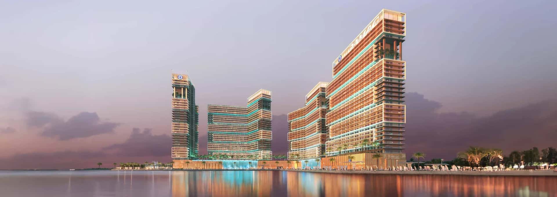 Chelsea Residences 2 by DAMAC towers overlooking Dubai Maritime City waterfront