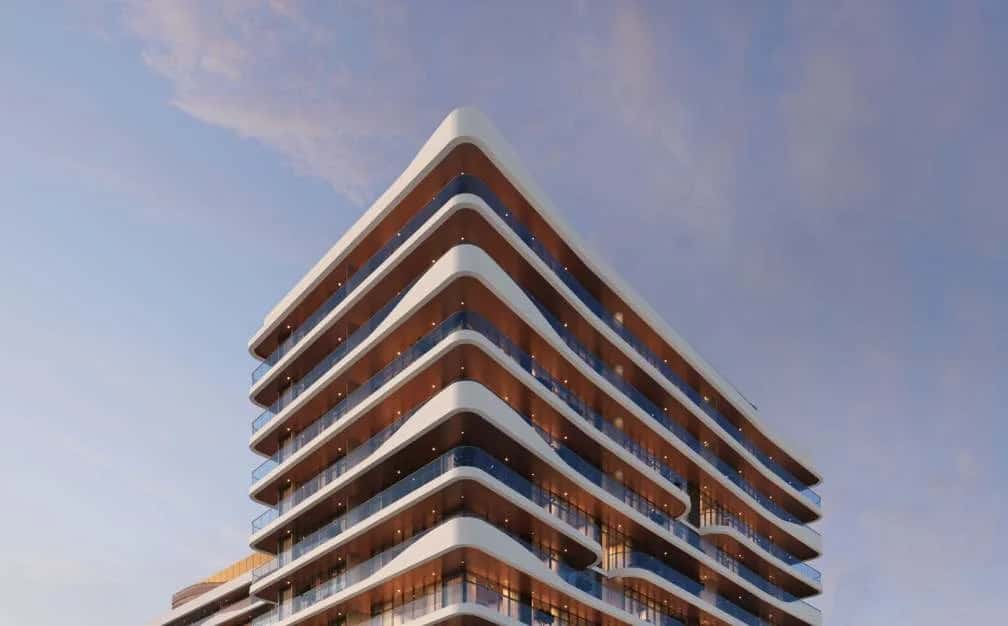 Golf Residences by Fortimo tower overlooking Dubai Hills Estate golf course