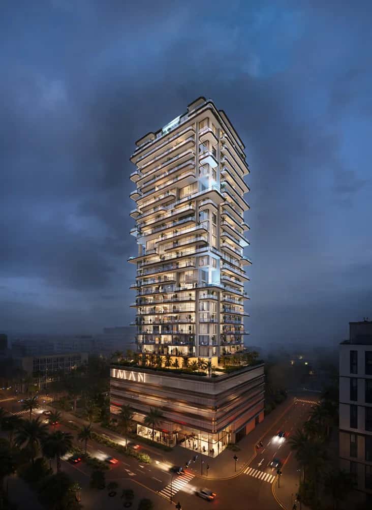 One Park Square by Iman Developers tower exterior in Jumeirah Village Circle, Dubai