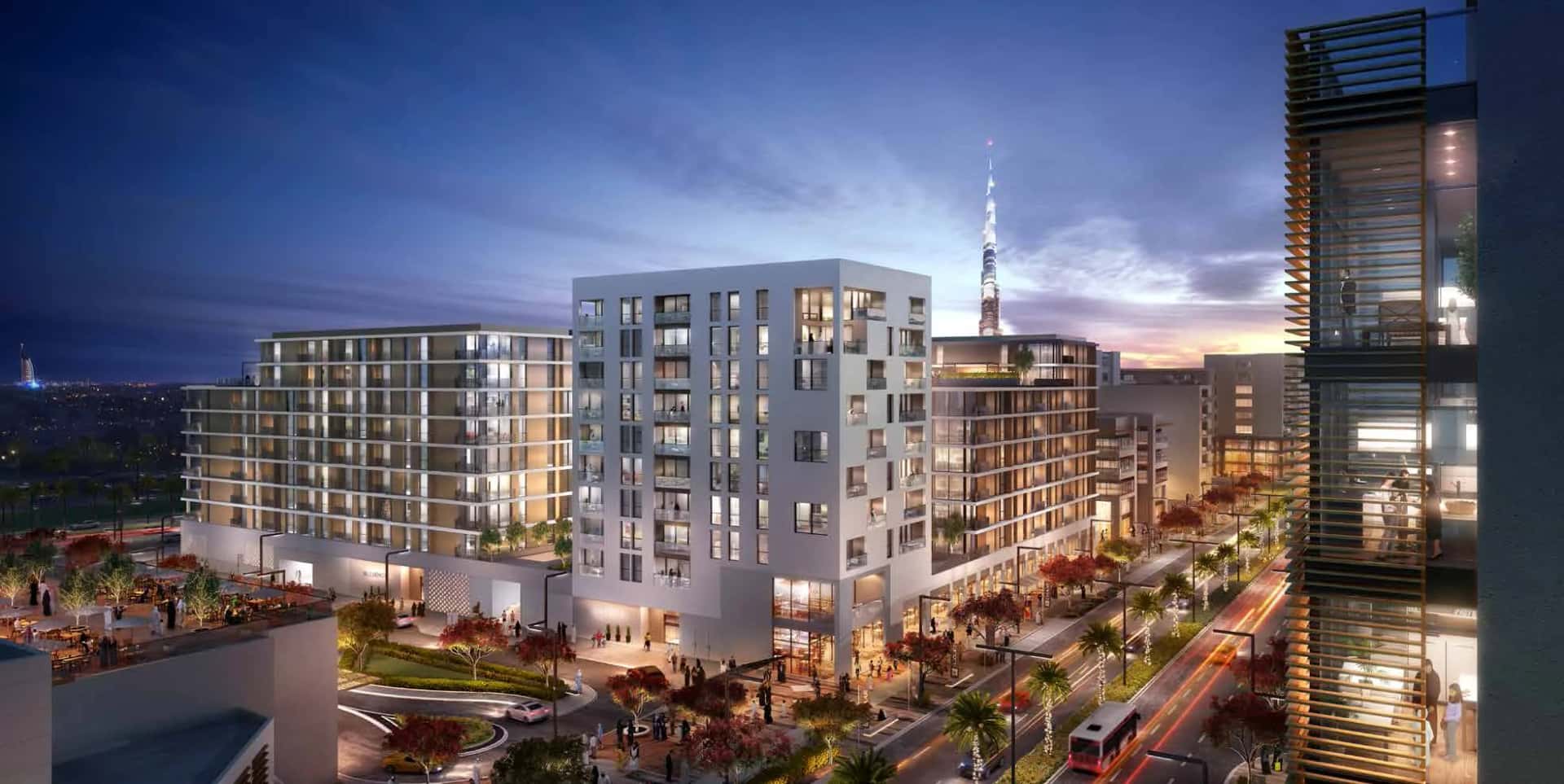 Park Point residential towers overlooking parkland in Dubai Hills Estate