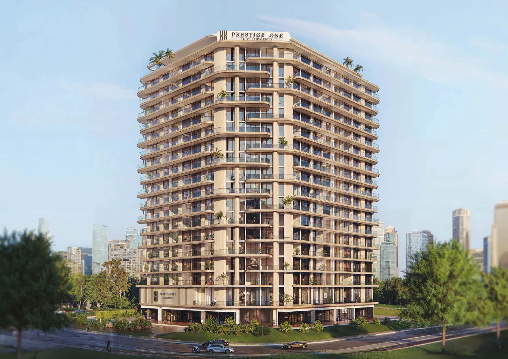 The Boulevard by Prestige One tower exterior in Dubai Land Residence Complex